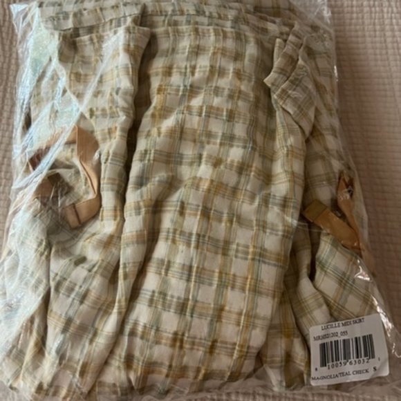 MON RENN Lucille Marigold Plaid Print Midi Skirt - Picture 12 of 12